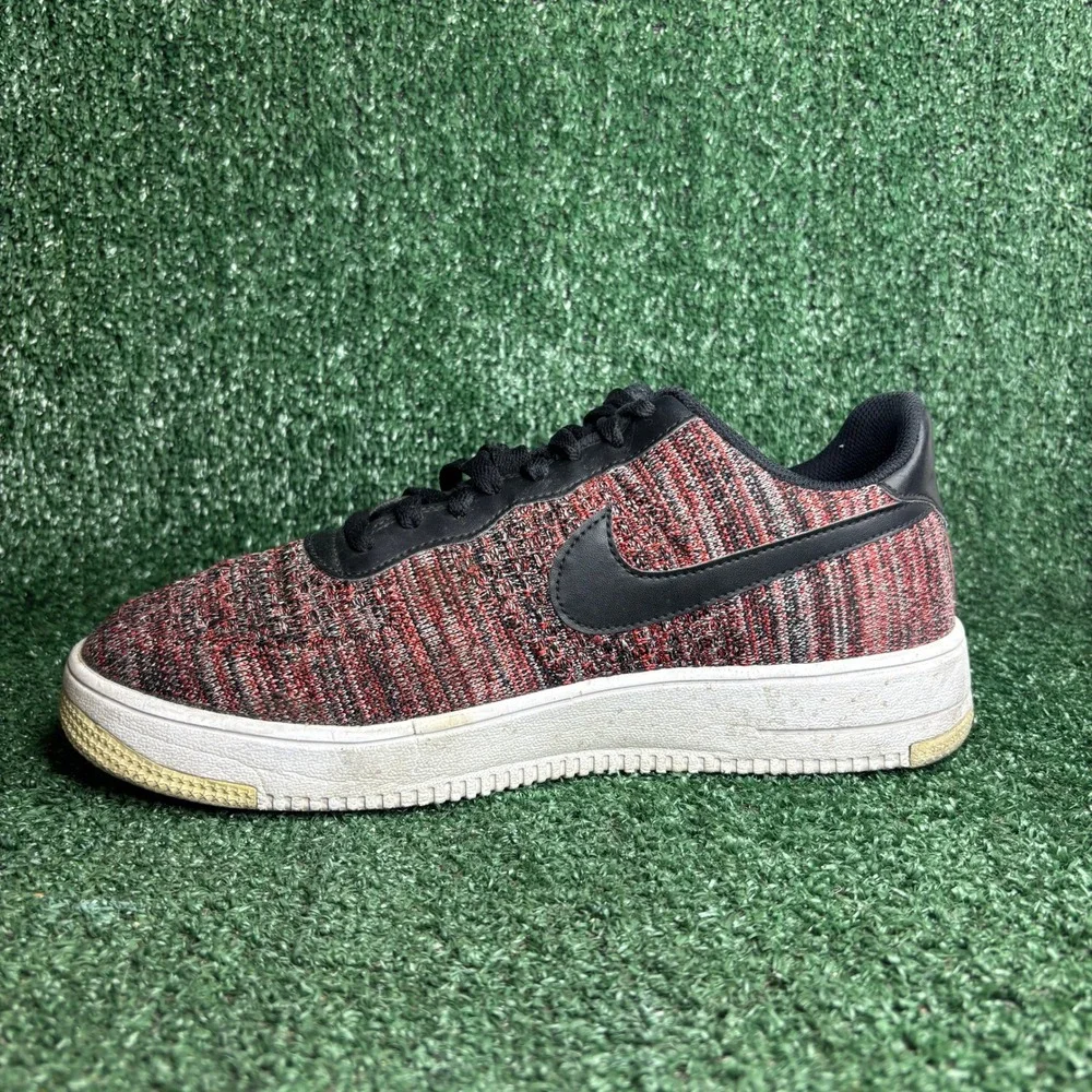 Nike Air Force‎ 1 Flyknit 2.0 CI0051-600 Low Top Red Black Sneakers Mens Size 11